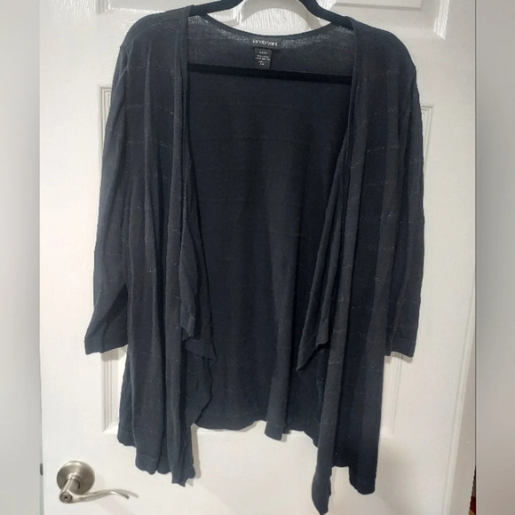 Lane Bryant Black with Simmer Stripes Open Front 3/4 Sleeve Cardigan Size 22/24 - Picture 1 of 10